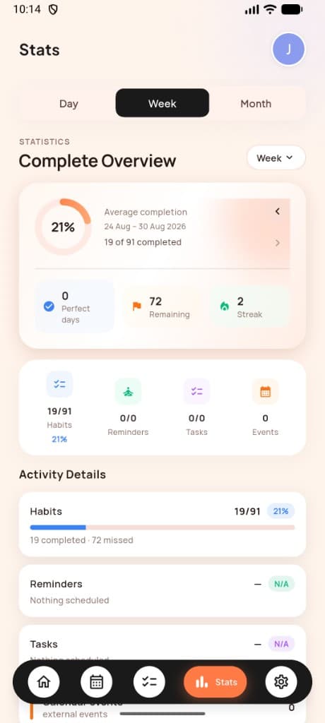 MeRhythm AI calendar timeline for today's schedule